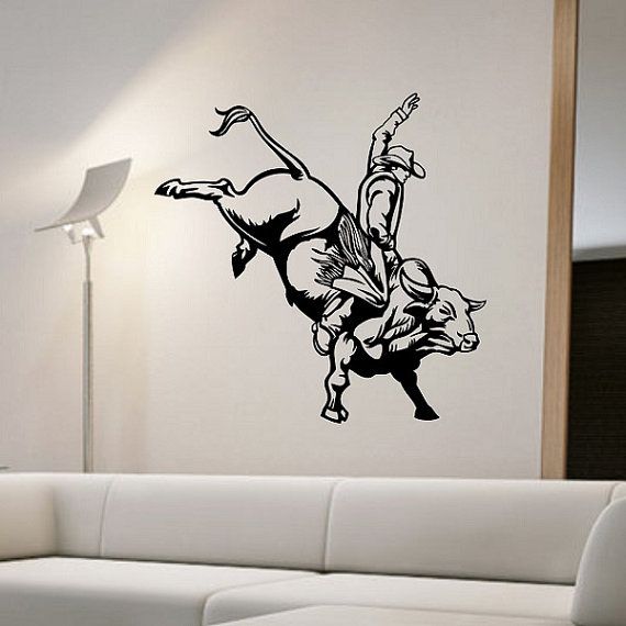 Bull riding wall decal sticker art decor bedroom design mural