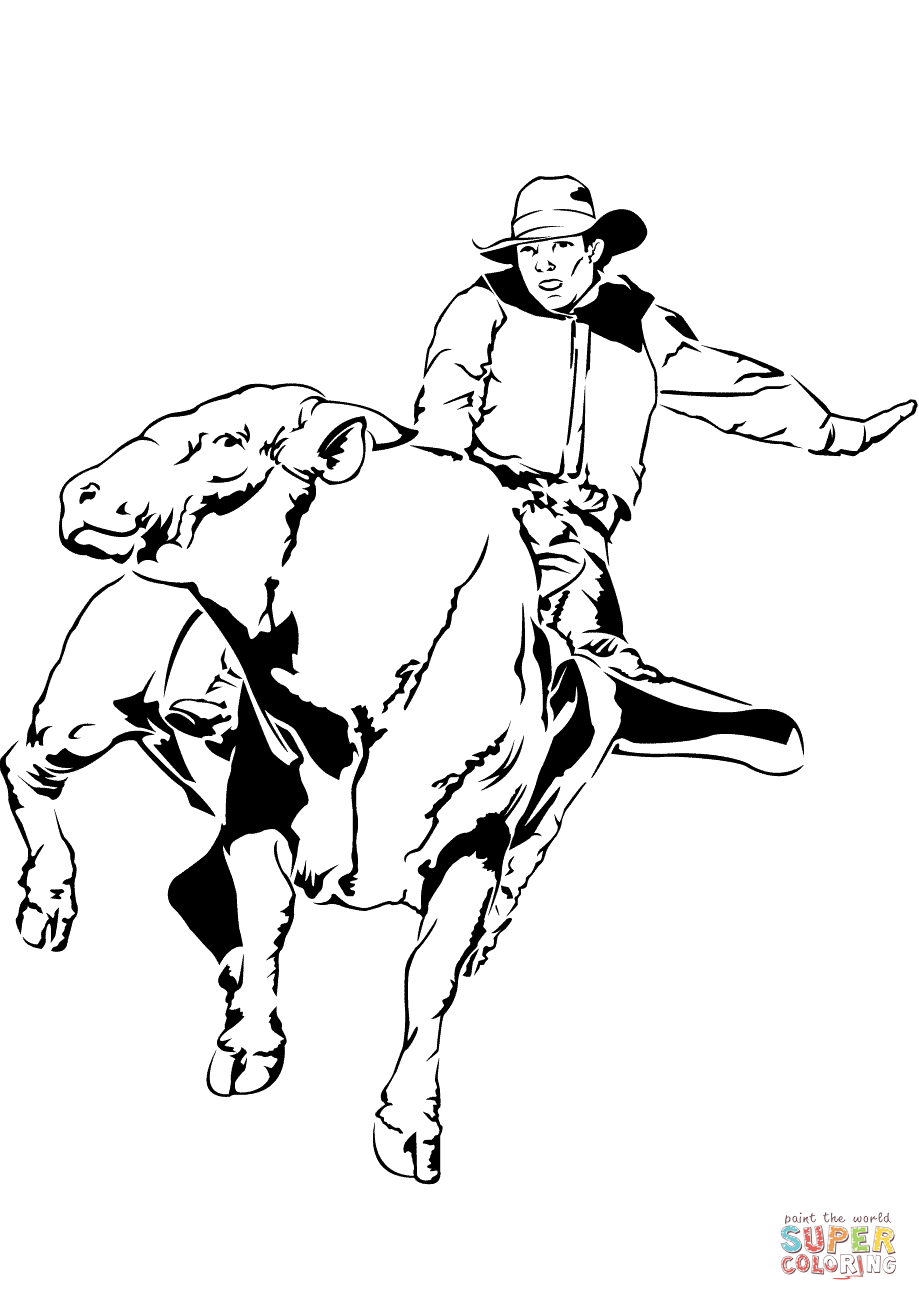 Bull rider coloring page free printable coloring pages