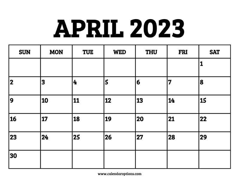 April calendar printable â calendar options