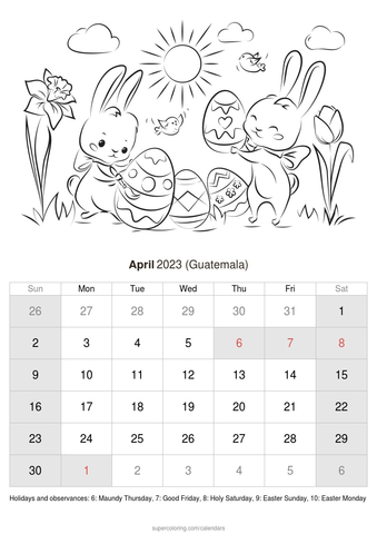 April calendar