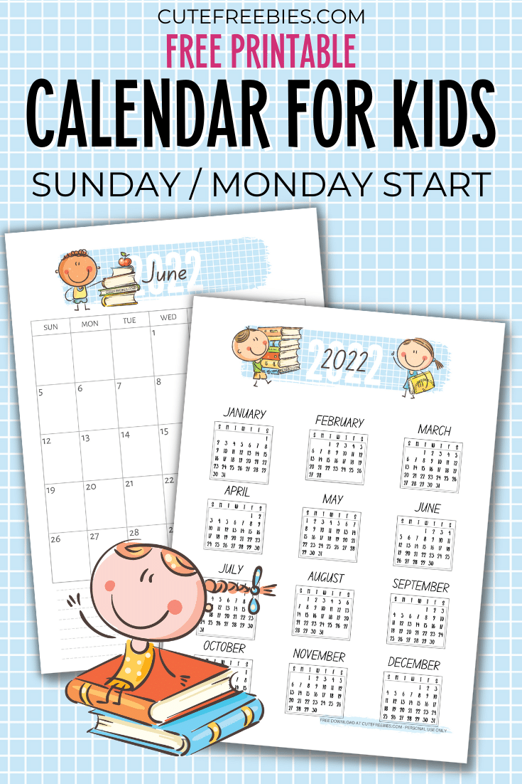 Cute calendar for kids â free printable