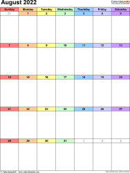 August calendar templates for word excel and pdf