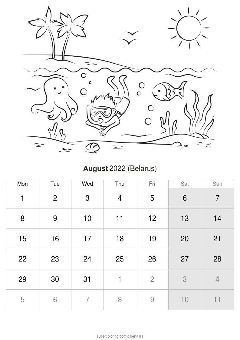 August calendar