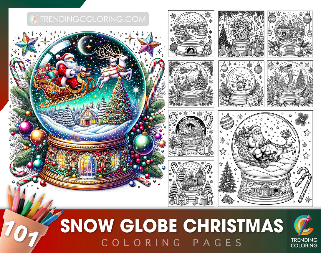 Snow globe christmas coloring pages