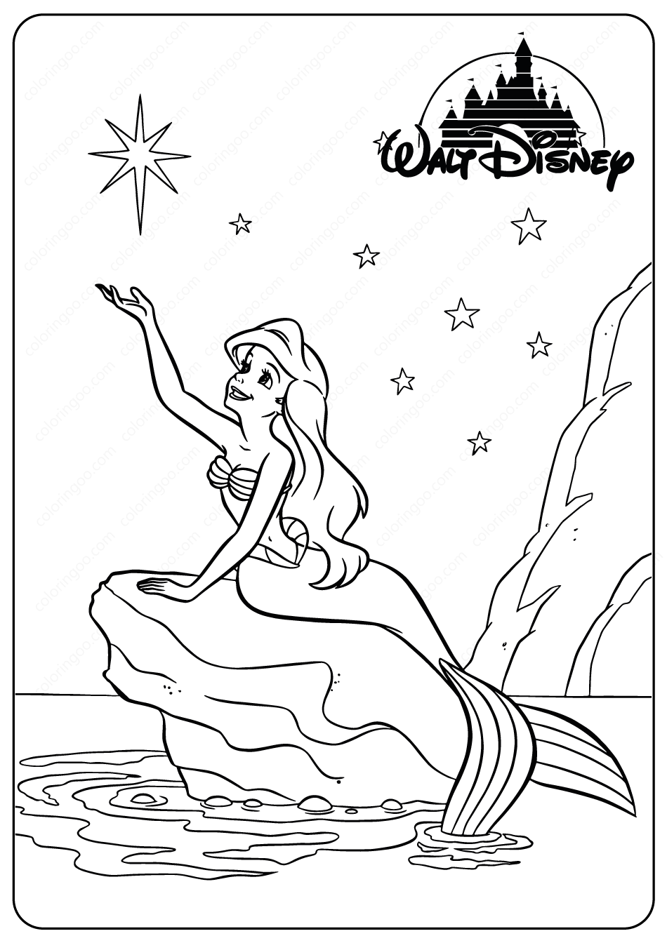 Printable disney ariel pdf coloring pages