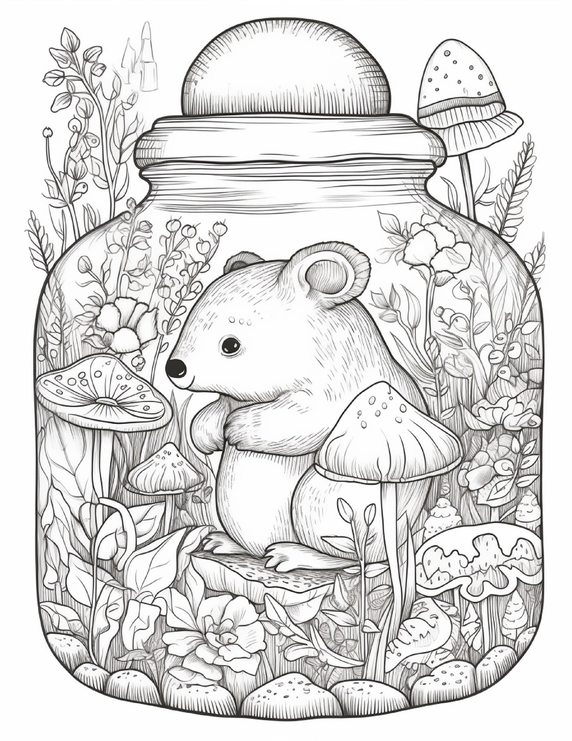 Life inside jar printable coloring pages for adults grayscale colo â coloring