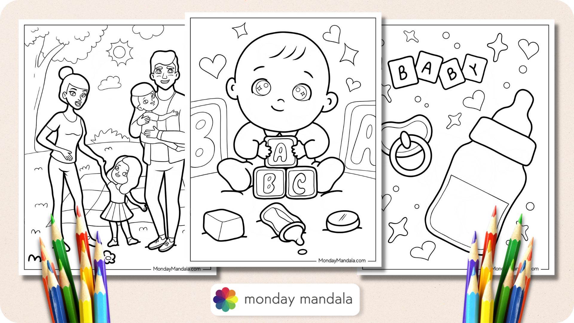 Baby coloring pages free pdf printables