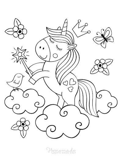 Magical unicorn coloring pages for kids adults