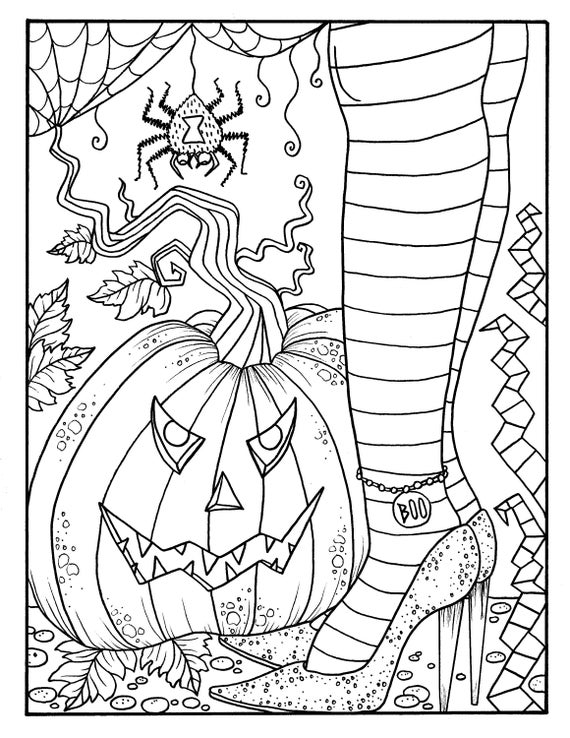 Witchy feet pdf coloring page halloween coloring fun pumpkin witch fall adult coloring page