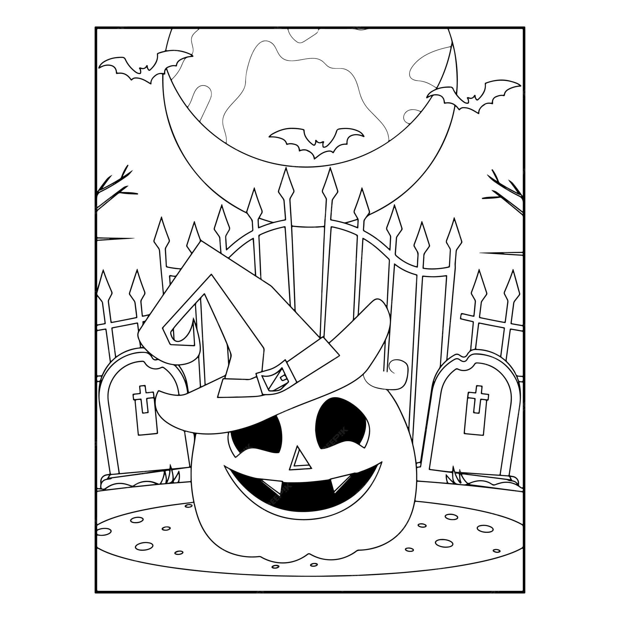 Premium vector halloween coloring pages for kids