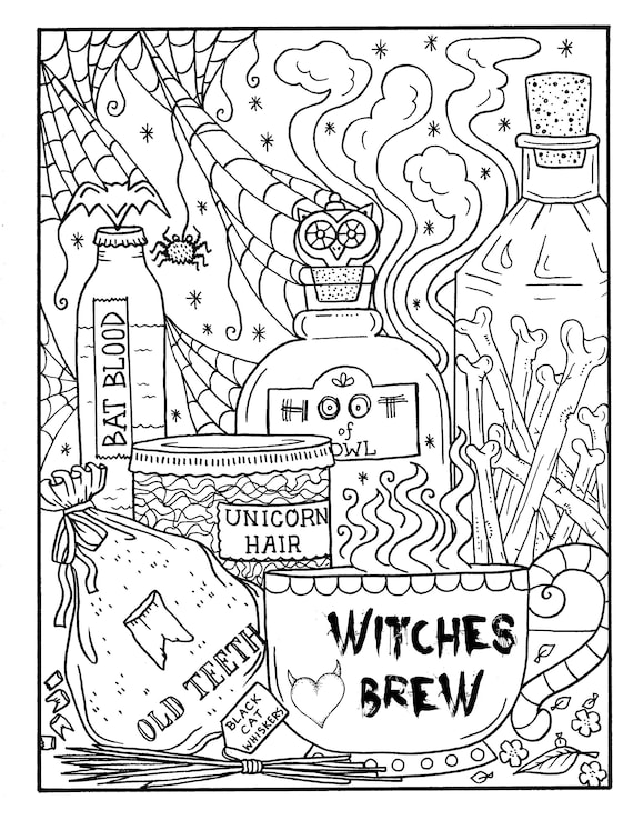 Witchy brew coloring page pdf halloween coloring fun coloring pages to download and color