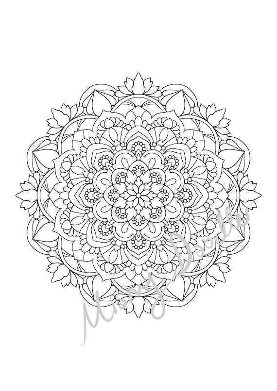 Adult coloring pages mandalas x pdf printable coloring page for adults set instant download