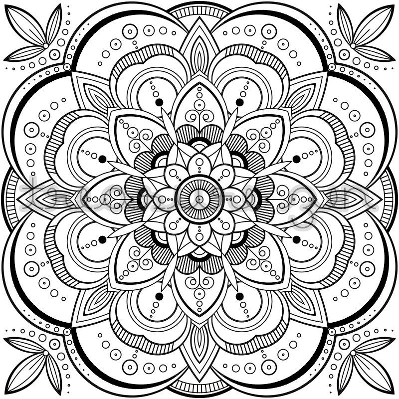 Meditative mandala coloring book page