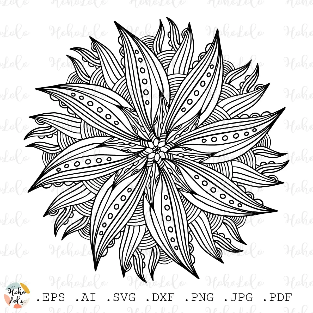 Floral mandala coloring page pdf pattern svg cricut