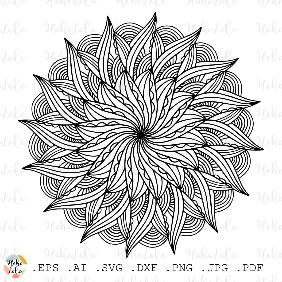 Floral mandala coloring page pdf pattern svg cricut