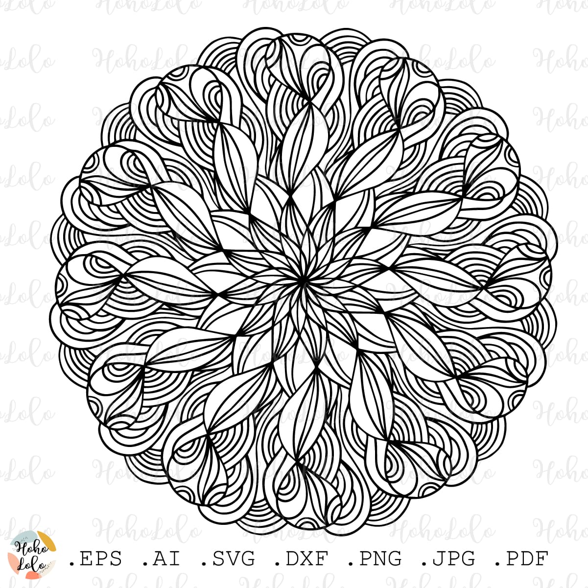 Floral mandala coloring page pdf pattern svg cricut