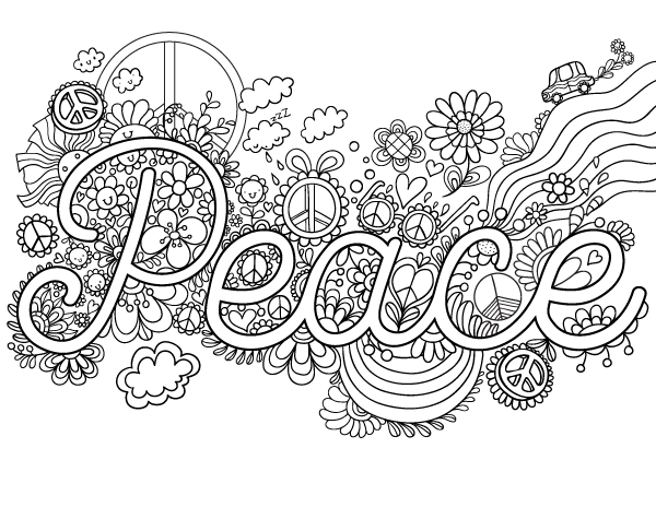 Peace adult coloring page