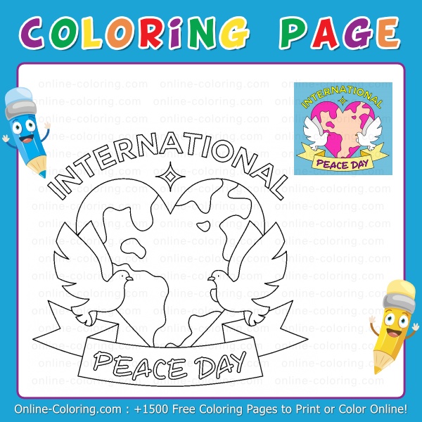 September day of peace free online coloring page