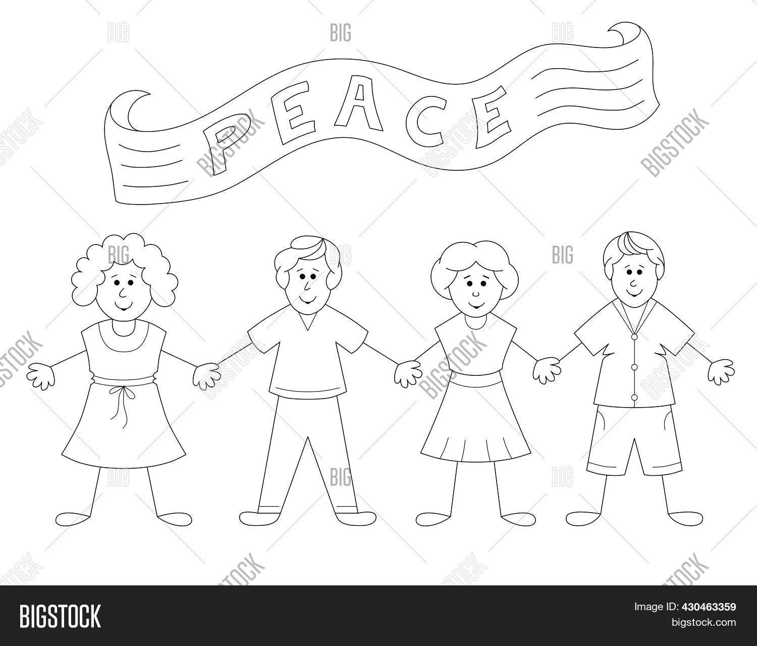 Peace day coloring image photo free trial bigstock