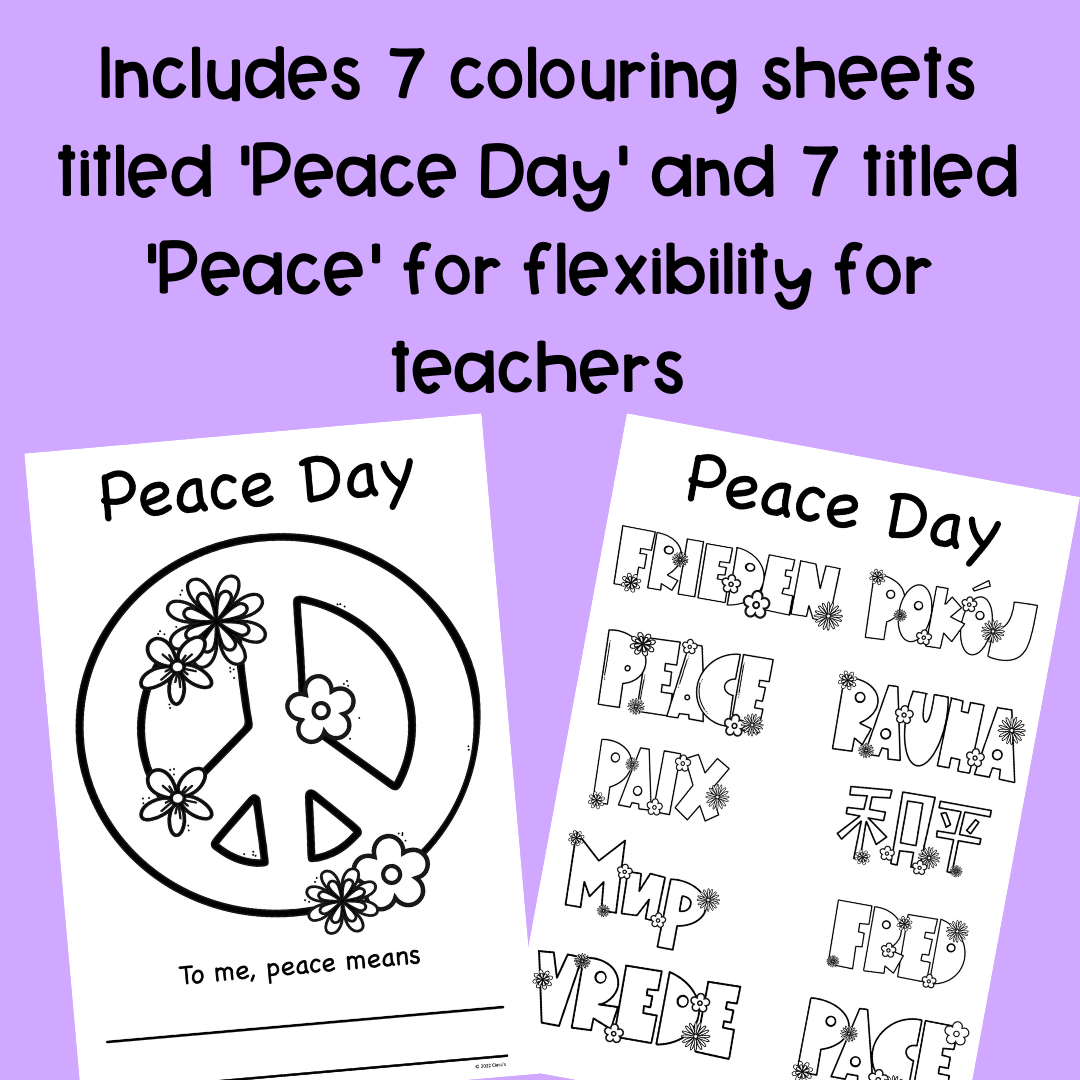 St nd class international world peace day colouring