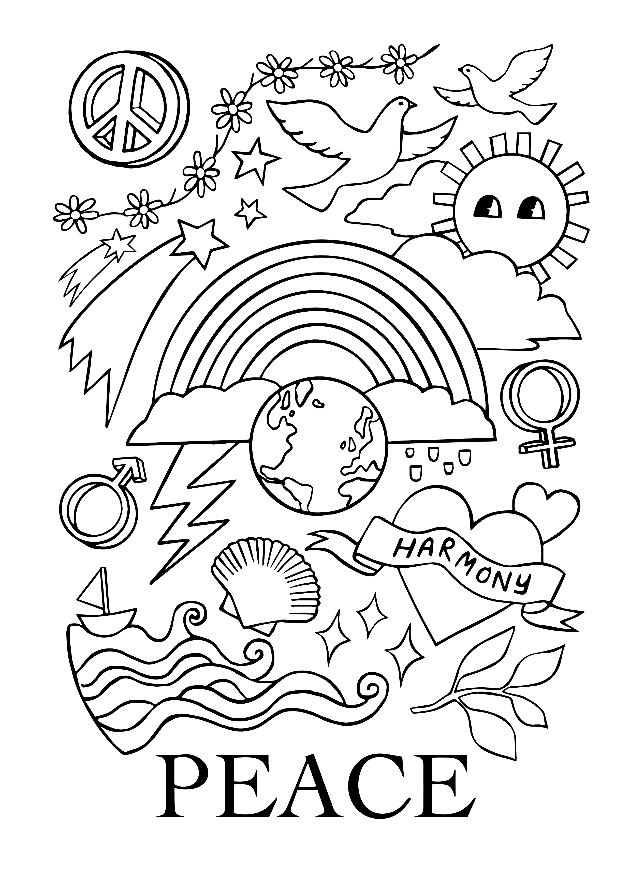 Peace louring printable â kid of the village