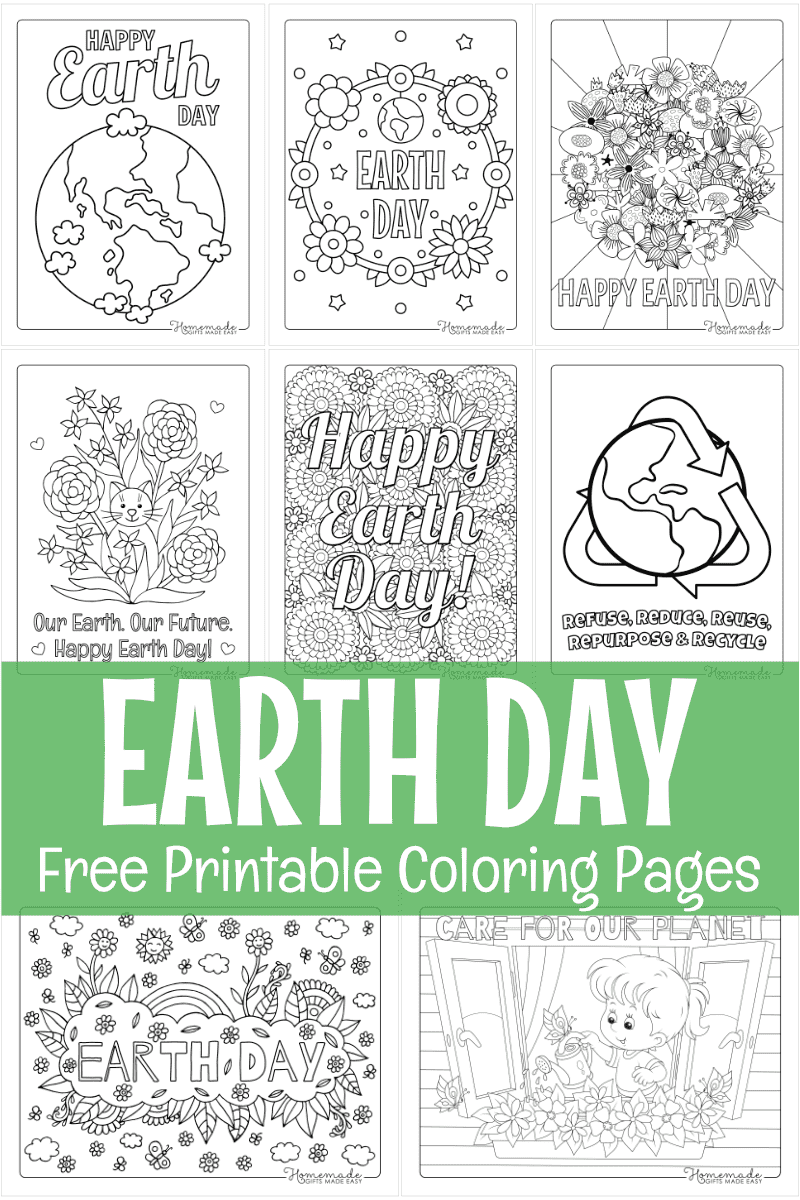 Free earth day coloring pages for kids adults