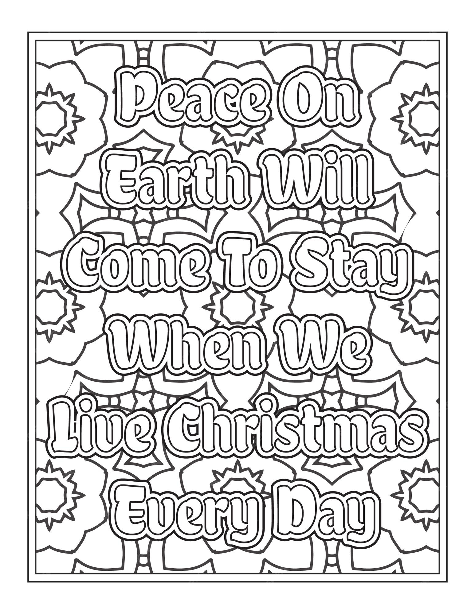 Premium vector christmas quotes coloring book page