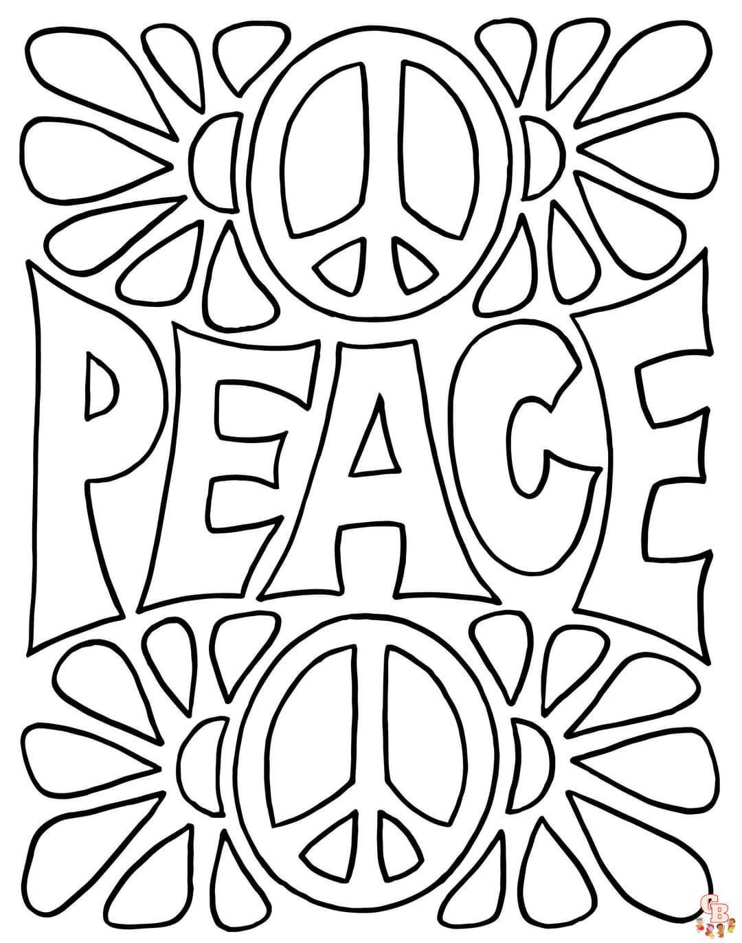 Printable peace sign coloring pages free for kids and adults