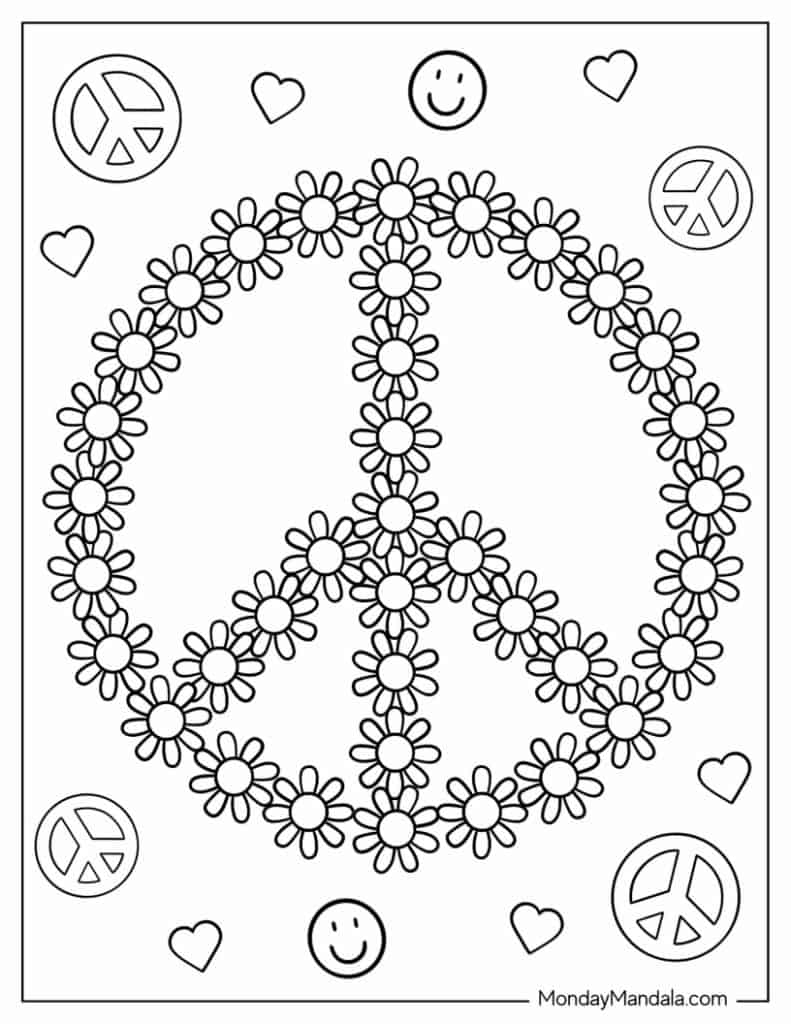 Peace coloring pages free pdf printables