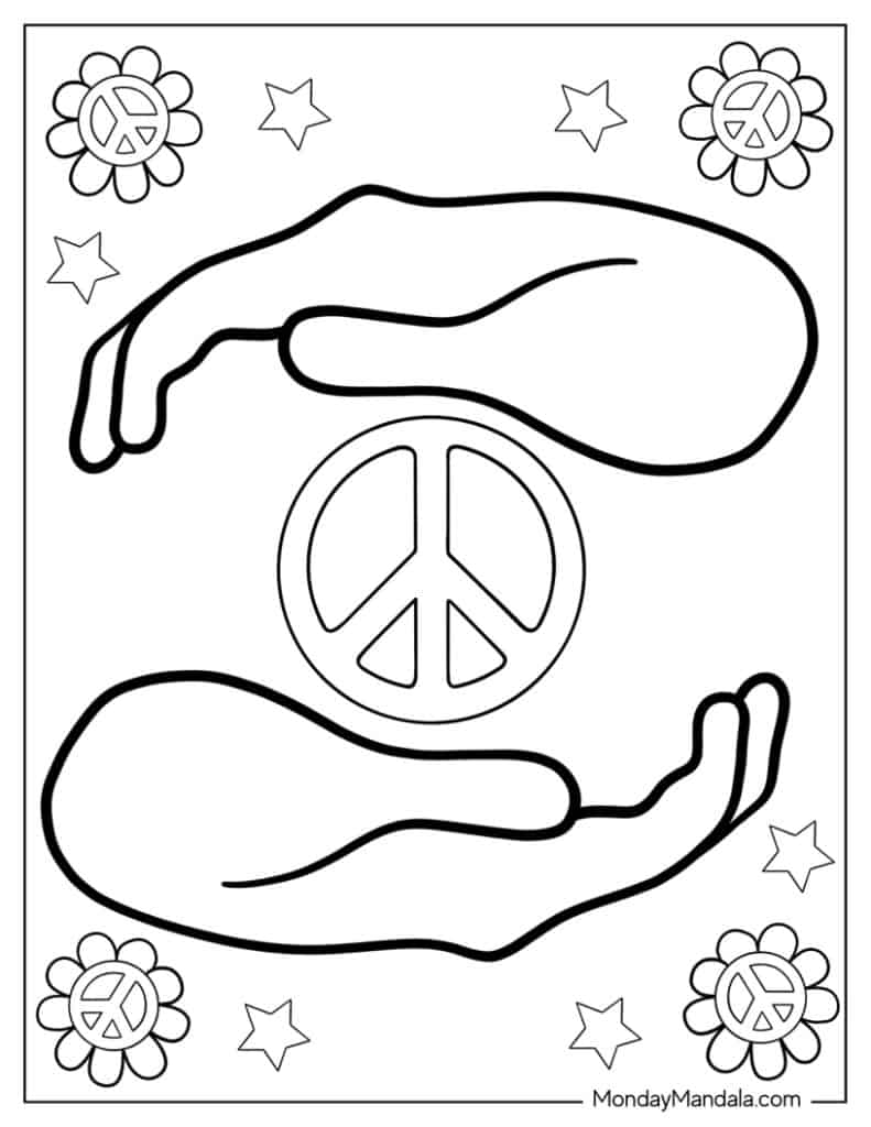 Peace coloring pages free pdf printables