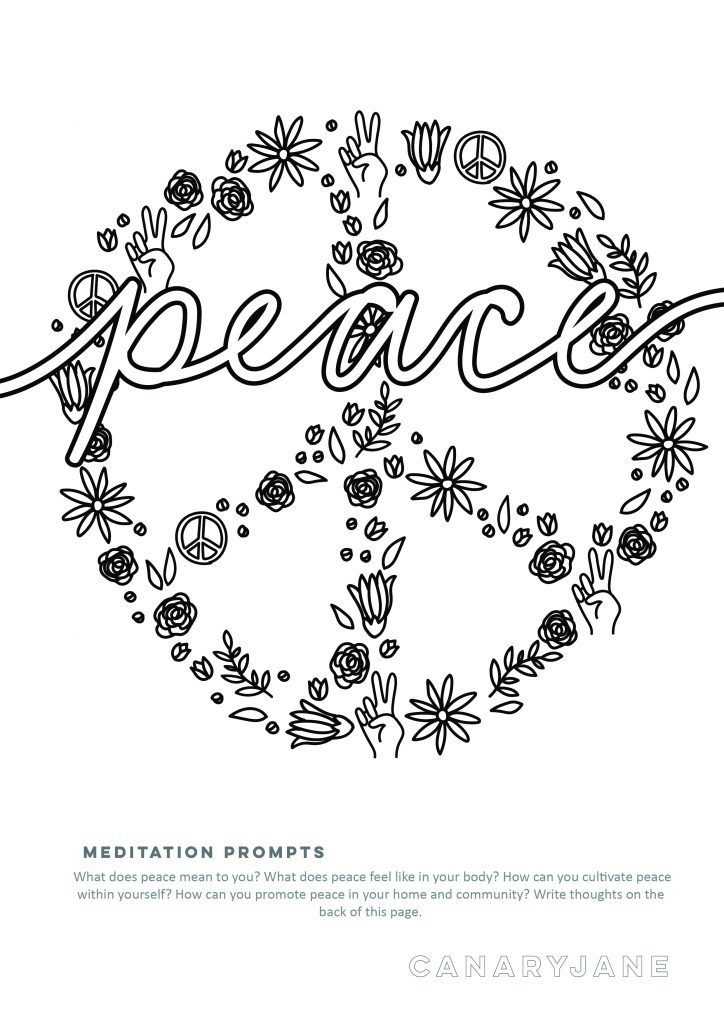 Peace love unity coloring page