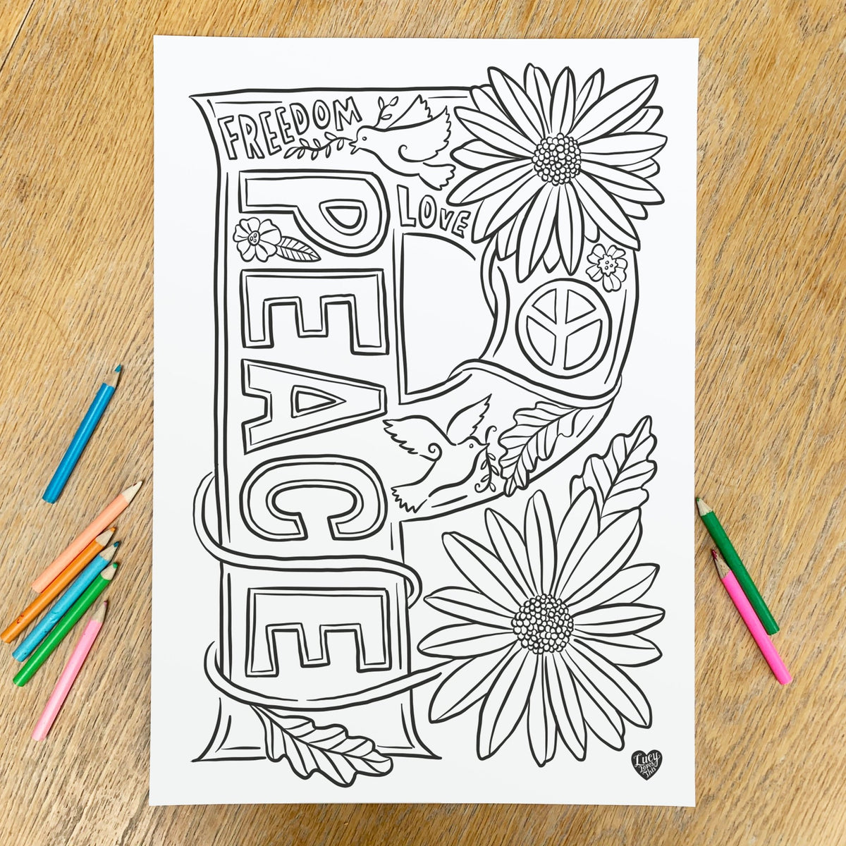 Peace colouring poster