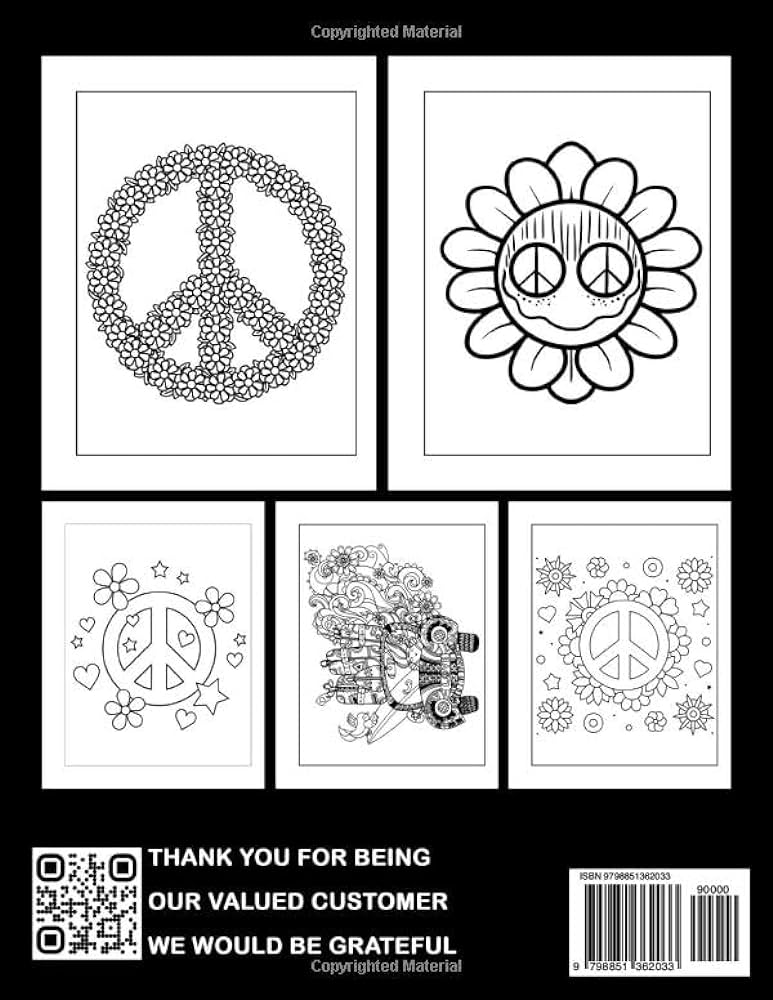 Peace and love coloring book peace symbol coloring pages with hippie illustrations for peace lovers to relax and unwind ideal gift on special ocsions moreno roxanne books