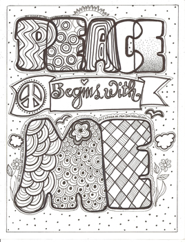 Peace begins with me coloring sheet by ms gartrells art studio tpt