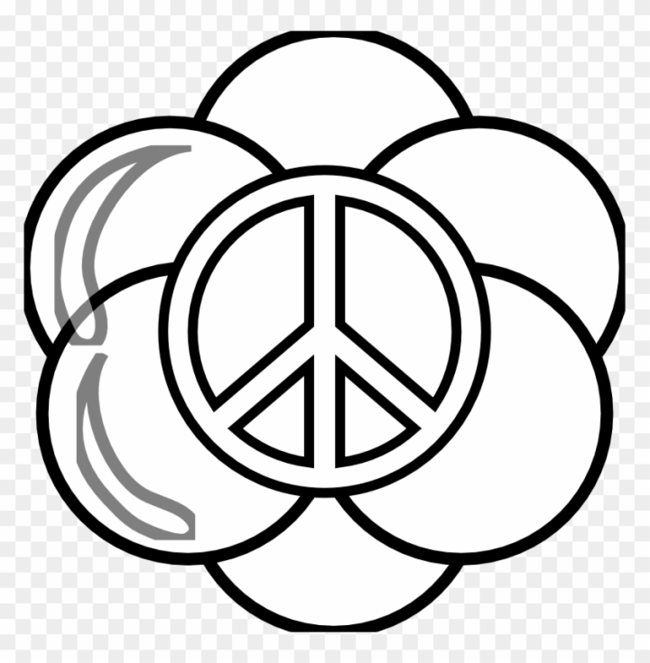 Free peace symbol peace sign flower black white line