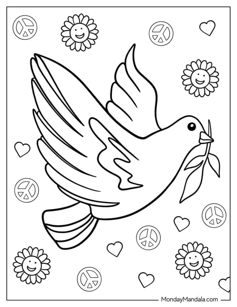 Peace coloring pages free pdf printables