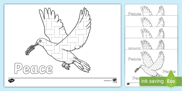 Mosaic peace dove colouring sheetsdove of peace