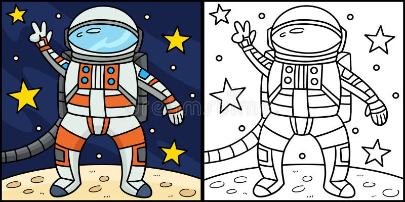 Astronaut peace sign find the differences stock vector