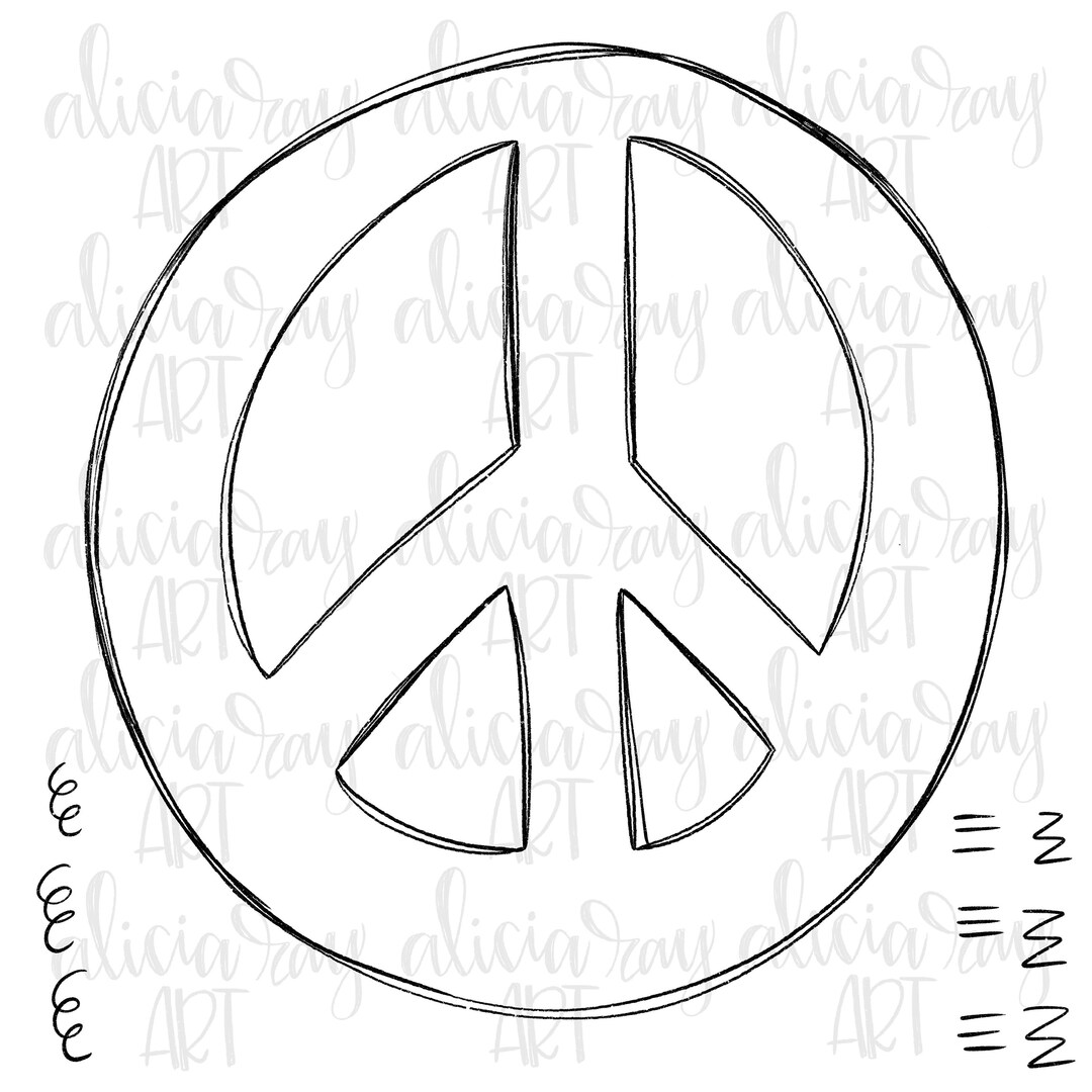 Peace sign doodle with transparent inside png sublimation hand drawn peace customize transparent peace sign sketch instant download