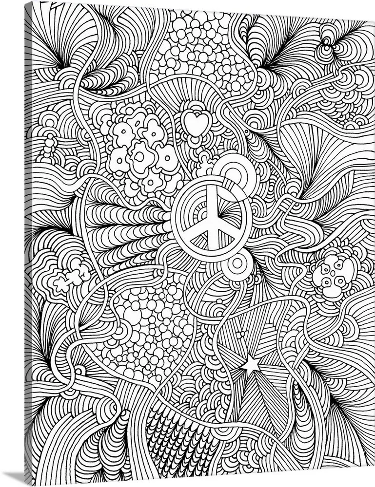 Diy coloring book nvas art entitled peace sign