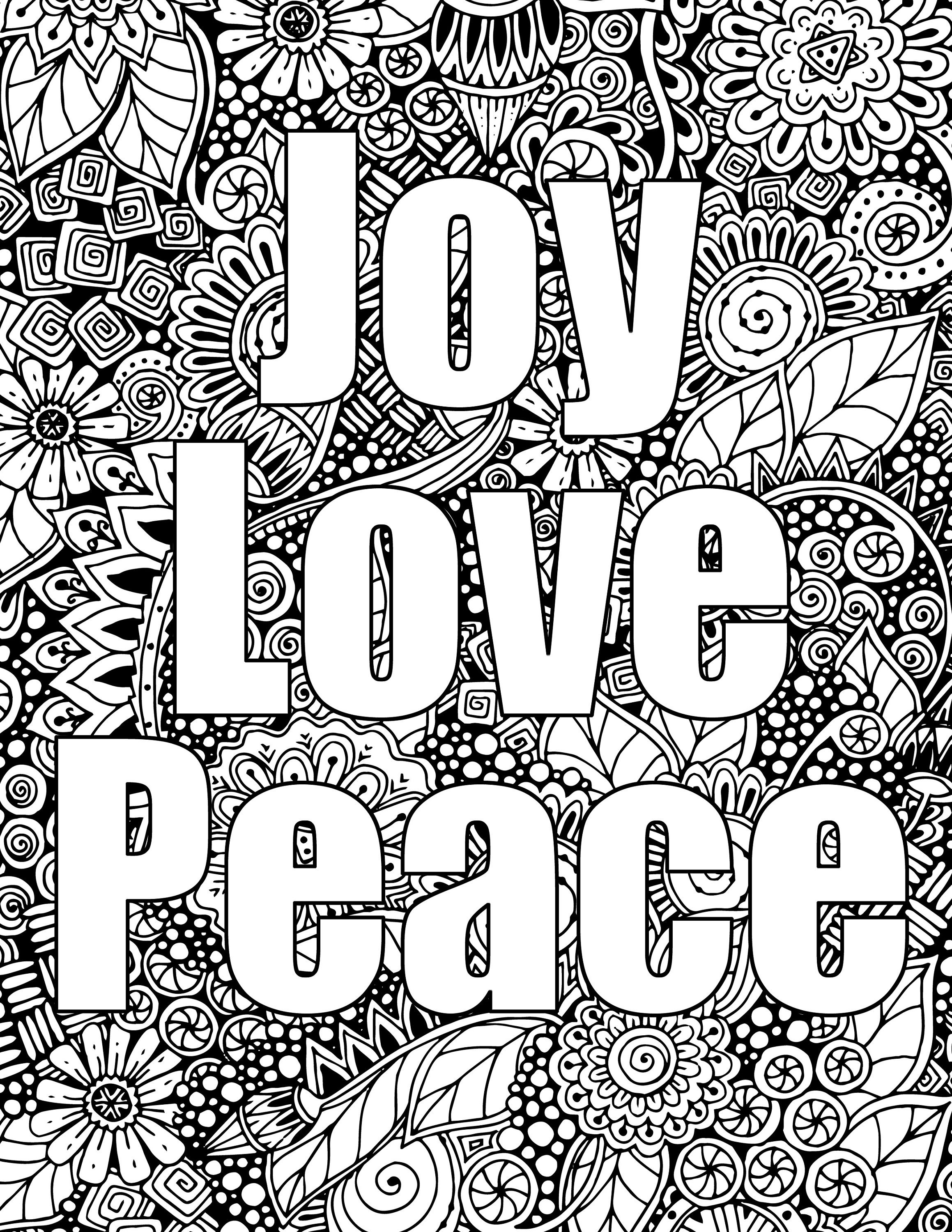 Joylovepeace coloring pages for adults printable coloring page instant download pdf
