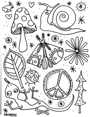 Peaceful woodland crawlers coloring page â encinitas house of art