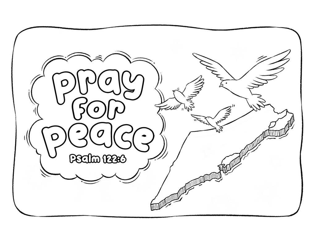 Pray for peace coloring page