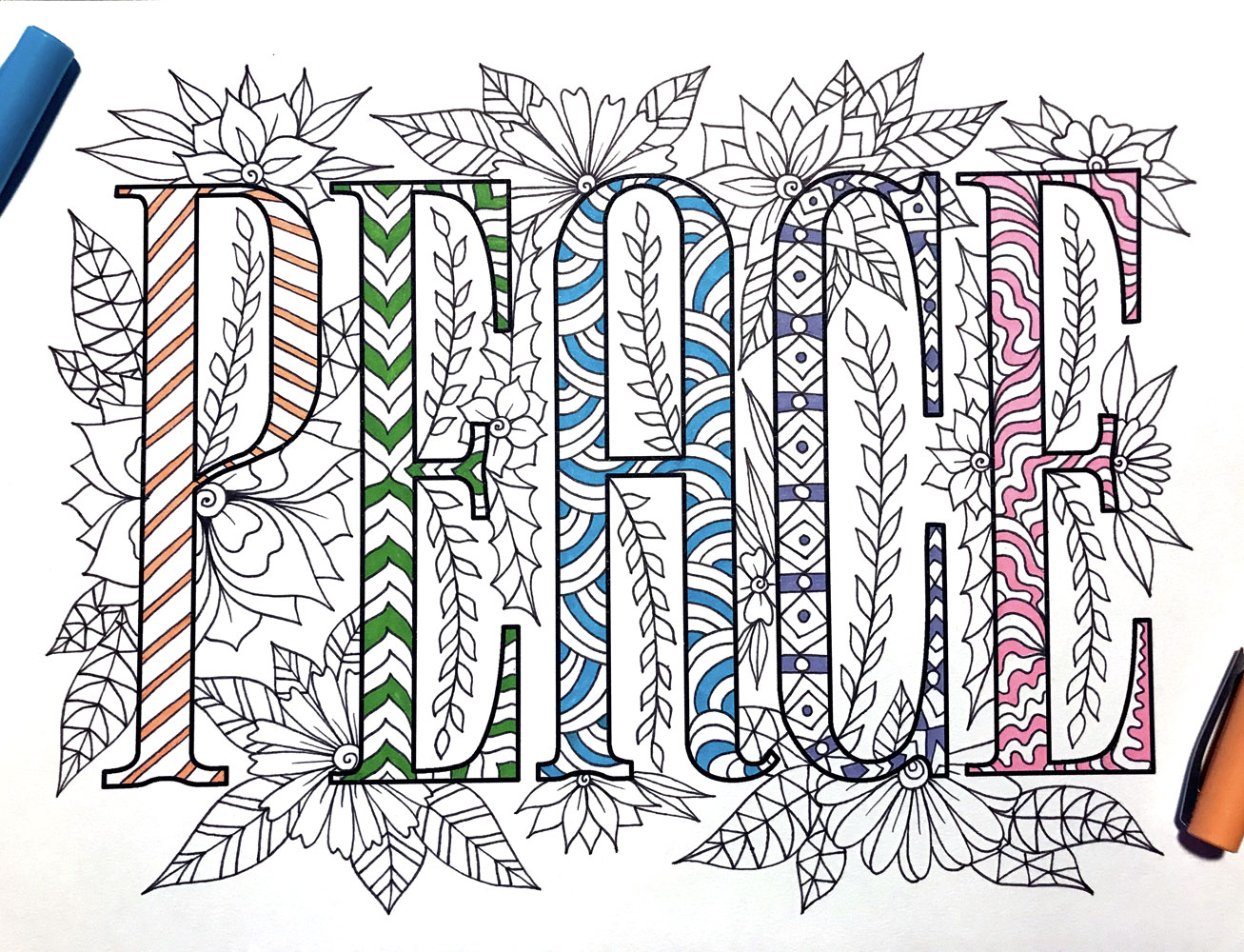 Peace â pdf zentangle coloring page â scribble stitch