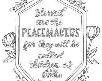 Bible verse coloring page matthew printable bible coloring page christian kids activity sunday school craft peacemakers scripture download now