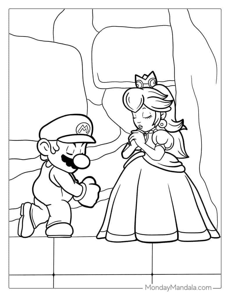 Princess peach coloring pages free pdf printables