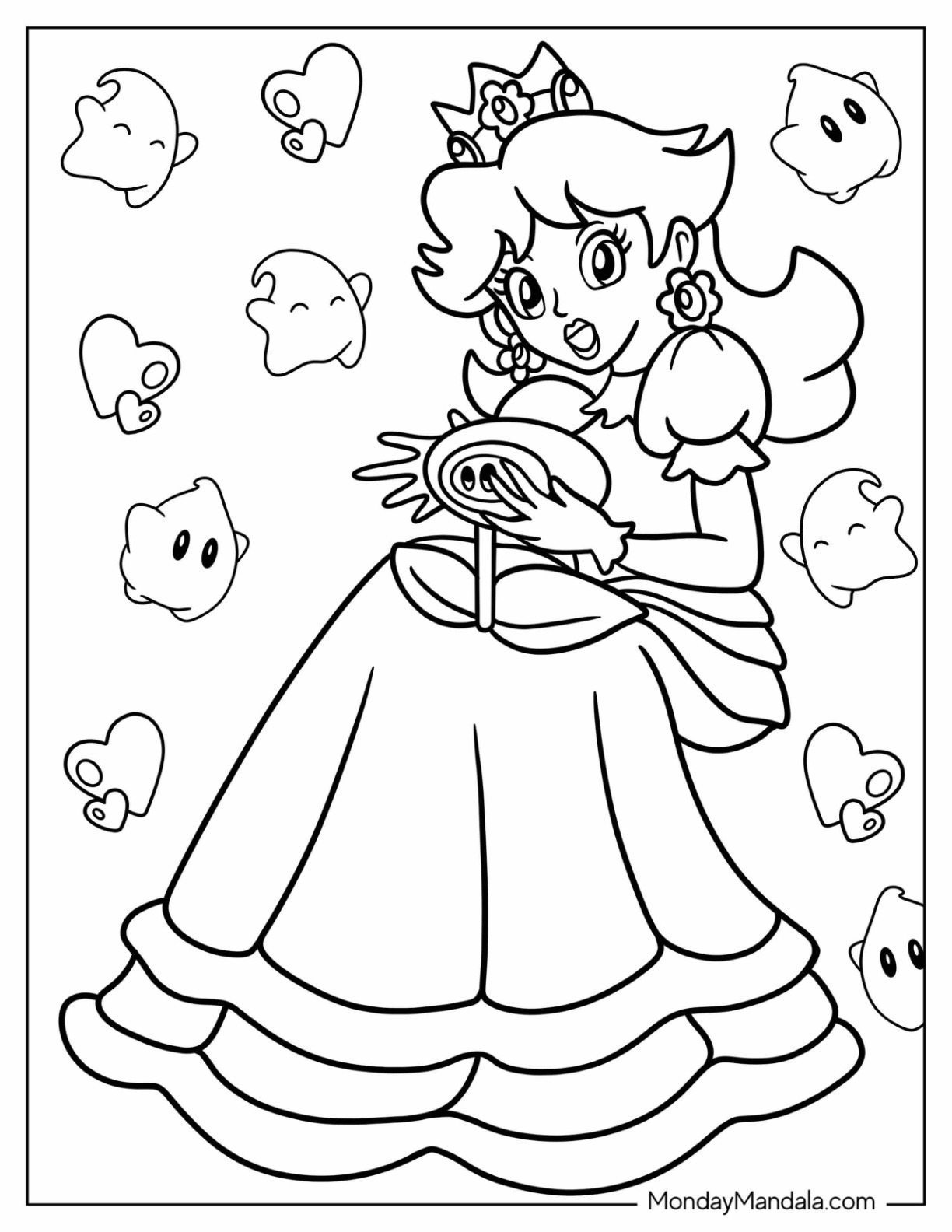 Princess daisy coloring pages free pdf printables