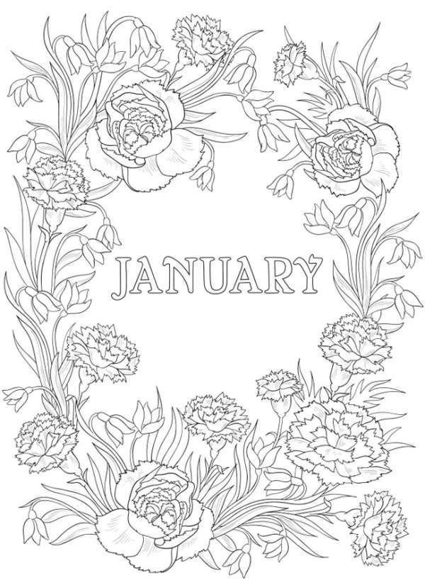 Free monthly flower coloring pages â