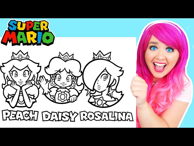 Coloring super ario princess peach daisy rosalina coloring pages prisacolor paint arkers