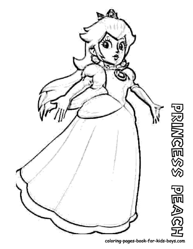 Beautiful princess peach coloring page